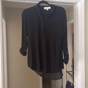 Black silky polyester shirt